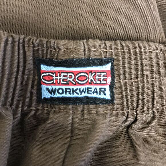 Cherokee Pants Womens XS Scrub Brown Elastic Waist Pockets - Picture 6 of 8